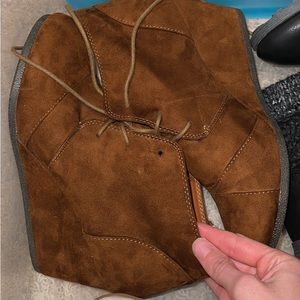 Suede platform wedge